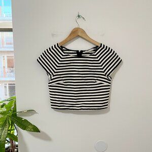 Alice + Olivia Black & White Stripe Crop Top Size XS
